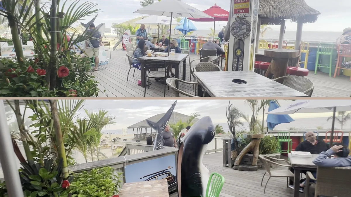 Casual dining with beer garden seating.