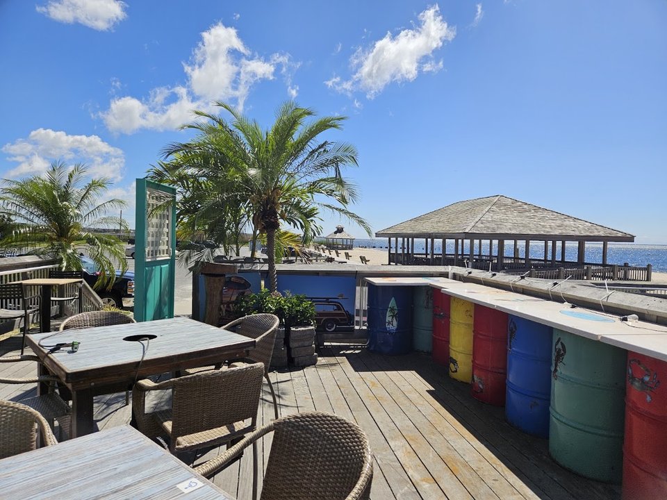 Restaurant exterior near the waterfront.